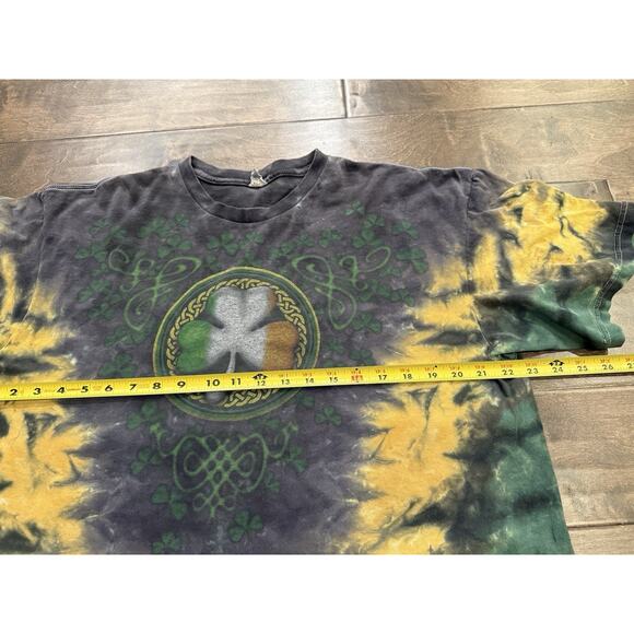 Vintage Delta Pro Ireland Green Shamrock Irish Clover Tie-Dye T-Shirt Size XL - Picture 8 of 9